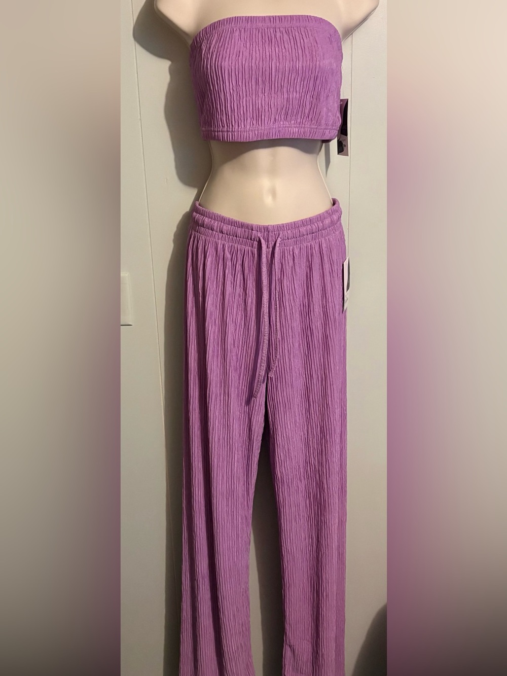 Lilac Crinkle 2 Piece Set w/Drawstring Pants
